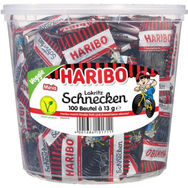 Fruchtgummi Haribo Lakritz Rotella 100er Mini Runddose, 721243
