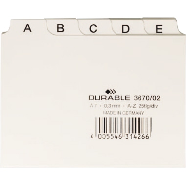 Leitregister DURABLE 3670 A7 weiß Kunststoff