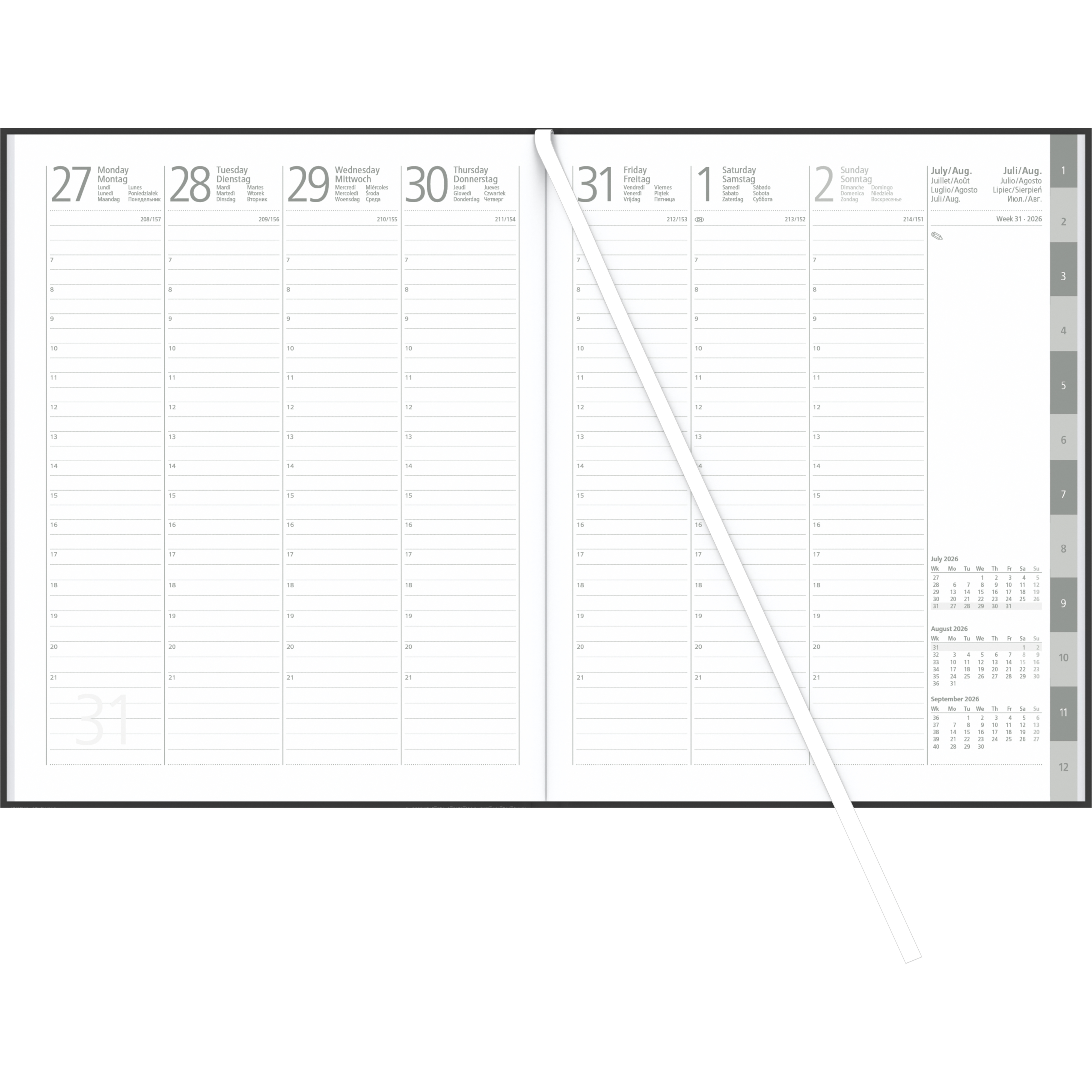 Wochenbuch Zettler 739-2621 2S/1W anthr. Anthrazit, 21X26,5cm, Sonn-Und Feiertag