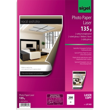 Farblaserpapier Sigel LP343 A3 135g 2seitig Glossy