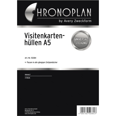 Visitenkartenhülle Chronoplan 50384 A5 Inhalt: 3 Stück