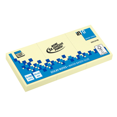 Haftnotiz 50x40mm pastellgelb 100 Bl. PN Packung á 3 Blöcke FSC power notes