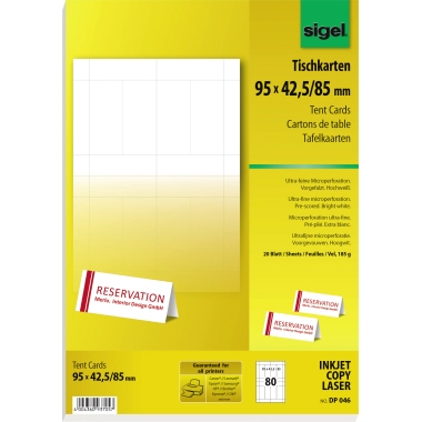 Tischkarte Sigel DP046 weiß 95x42,5mm, 185g