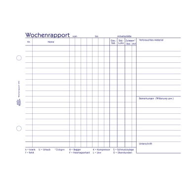 Wochenrapport Zweckf. 1310 A5 quer 