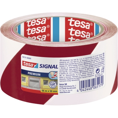 Klebeband Tesa 58131 66mx50mm rot/weiß Signal Markierungs