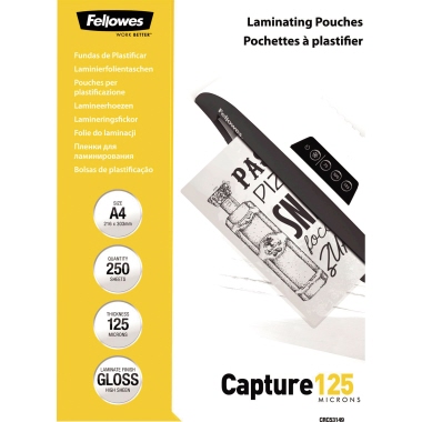 Folientasche FELLOWES A4 228X303mm 125my glänzend 250 St/Pack Value Pack