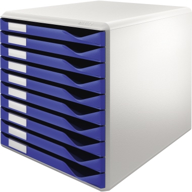 Formularset Leitz 5281 blau Gehäuse grau, mit 10 Schubladen