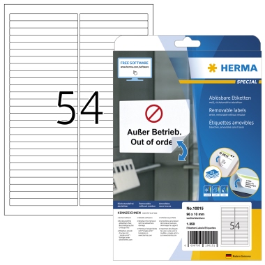 Etikett Herma 10015 96x10mm weiß Movables, Laser-,inkjet-, Kopier