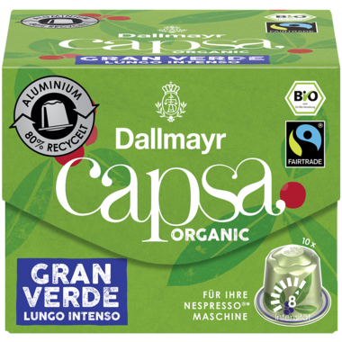 Kaffeekapseln Dallmayr Bio capsa Gran Verde Lungo Intenso Fairtrade