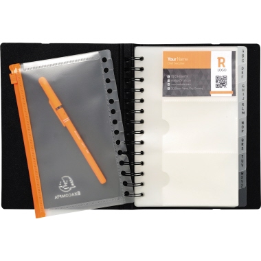 Visitenkartenringbuch Exacard 75034E sw Schwarz 145x200mm