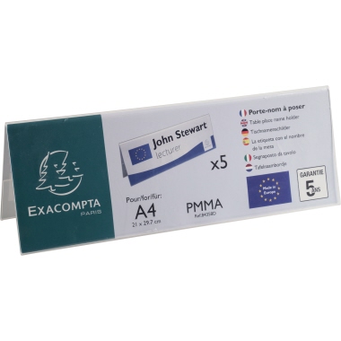 Tischnamensschild Exacompta 84358D 5St. kristallklar, 30x7x20cm