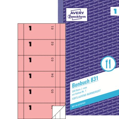 Bonbuch Zweckform 831 105x198mm rosa 2x50bl.