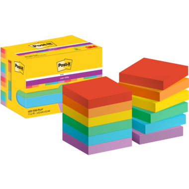 Haftnotiz Post-It 622-12SS-PLAY 48x48mm 12 St/Pack verschiedenfarben