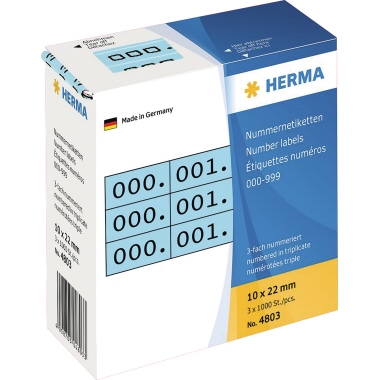 Dreifachnummern Herma 4803 blau Zahlen Von 0-999
