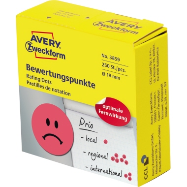 Etikett Avery Zweckform 3859 Ø-19mm Gesicht rot 250 St.