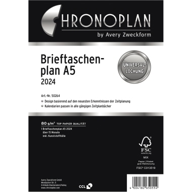 Brieftaschenplaner Chronoplan A5 50264 1m/1s 148x210mm 15 Monate