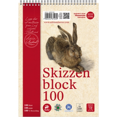 Skizzenblock Staufen A5 recycling 100g 100 Blatt mit Kopfspirale