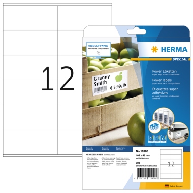 Etikett Herma 10908 105,0x48,0mm weiß Power-inkjet-, Laser- U. Kopier