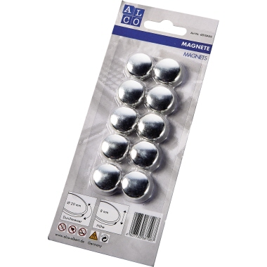 Flachmagnete ALCO 6810A36 Ø-20mm silber 8mm 10 Stück