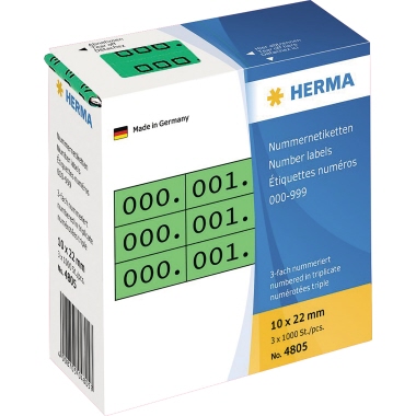 Dreifachnummern Herma 4805 grün Zahlen Von 0-999
