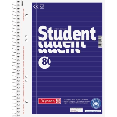 Collegeblock BRUNNEN 106787101 A5 liniert recycling