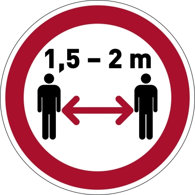 Hinweisschild Durable Abstand halten 104103, rund, rot, selbstklebend
