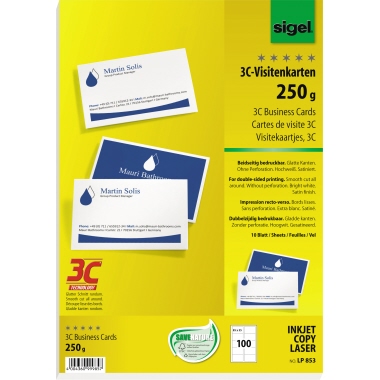 Visitenkarten Sigel LP853 3C 85x55mm, 250g, Beidseitig Bedruckbar
