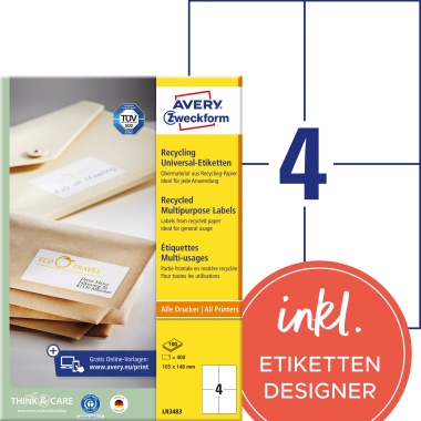 Etikett Avery Zweckform LR3483 105x148mm weiß 400 St.