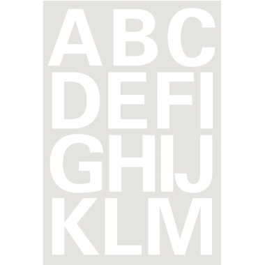 Buchstabenetikett Herma 4169  84x120mm A-z transparent Druck weiß