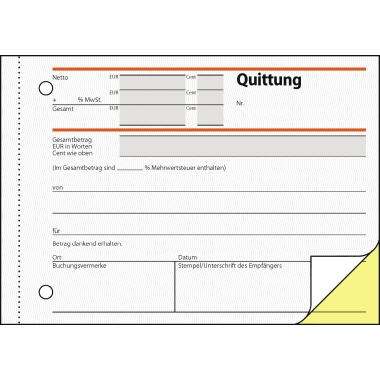 Quittungsblock Sigel T1178 A6 quer selbstdurchschreibend
