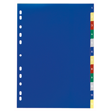 Register Durable 6750 A4 1-12 farbig 1-12 Kunststoff, Volle Höhe