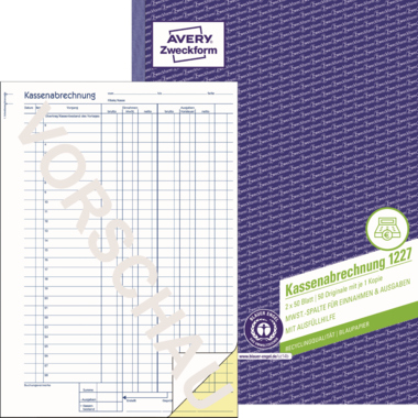 Kassenabrechnung Zweckform 1227 A4 Recy. 