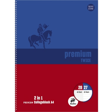 Collegeblock Staufen 734500600 A4 Twice 80Blatt 90g Lin.28 Lin.27