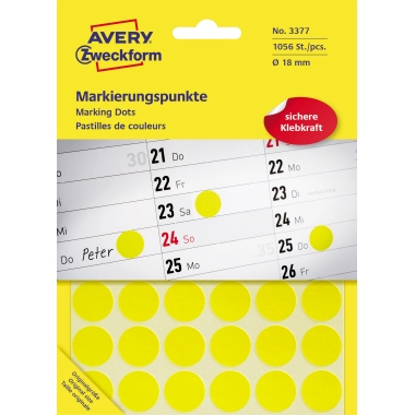 Etikett Zweckf. 3377 18mm gelb Markierungspunkte