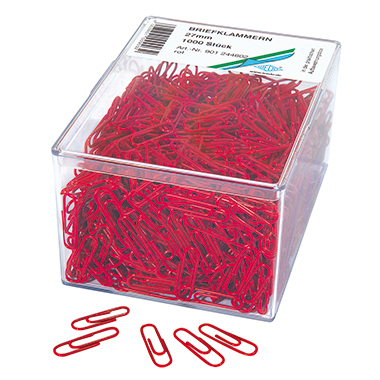 Büroklammer Wedo 27mm rot Metall, Kunstoffüberzogen
