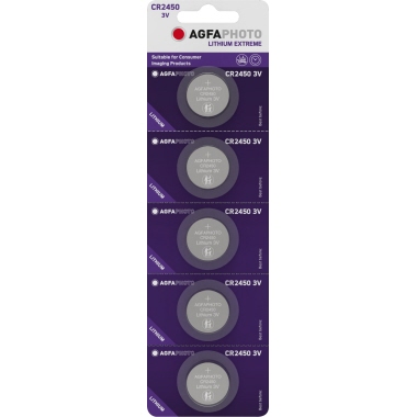 Knopfzelle AGFAPHOTO CR2450, 3V Lithium Extreme, Retail Blister (5-Pack)