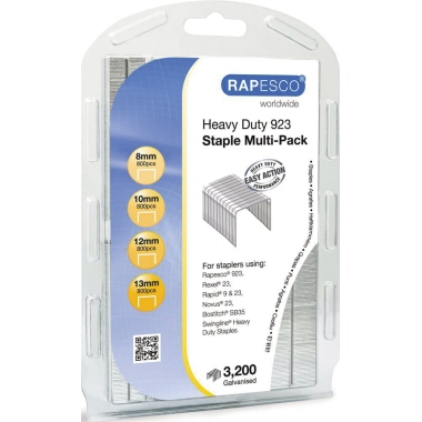 Heftklammer Rapesco 1246 Multipack vz Verzinkt, 800x 8mm, 800x 10mm, 800x 12mm