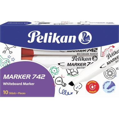 Whiteboardmarker Pelikan 742 F rot 2-5mm, Keilspitze