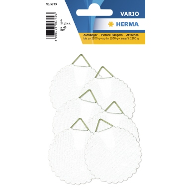 Etikett Herma 5749 Aufhänger Ø45mm weiß Wasserlöslich, Gummiert