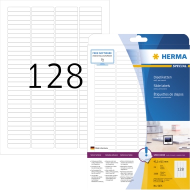 Etikett Herma 5071 43,2x8,5mm weiß Inkjet-, Laser- U. Kopier F. Dia-rahm