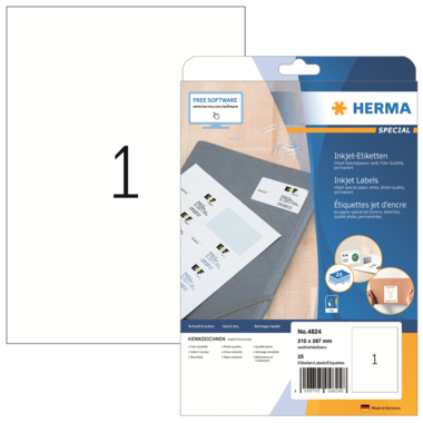 Etikett Herma 4824 210x297mm Inkjet, permanent