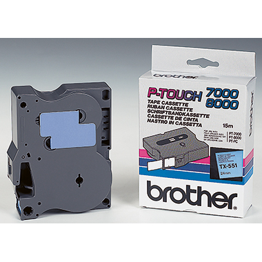 Schriftband Brother TX551 blau/schwarz Breite 24mm Länge 12m