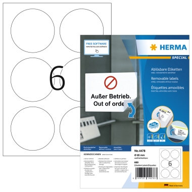 Etikett Herma 4478 85mm weiß Inkjet-, Laser- U. Kopier