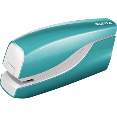 Heftgerät Leitz 5566 elektr. WOW eisblau metallic, 10 Blatt, Batteriebetrieb