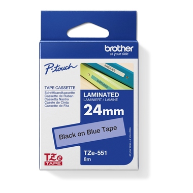 Schriftband Brother TZe-551 blau/schwarz 24mm x 8m