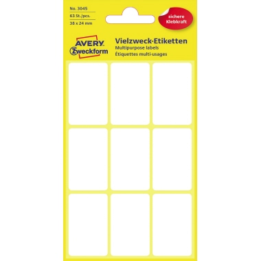 Etikett Avery Zweckform 3045 38x24mm weiß 63 St.