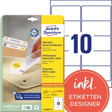 Etikett Avery Zweckform L4744-REV-25 96x50,8mm ablösbar 300 St.