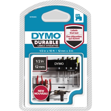 Schriftband Dymo 78365 weiß/schwarz 12mm X 3m Vinyl Ab 2017 Lieferbar