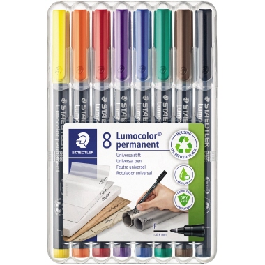 OHP-Marker Staedtler 318WP8 Lumocolor Permanent, 0,6mm 8er Etui, Permanent, 0,