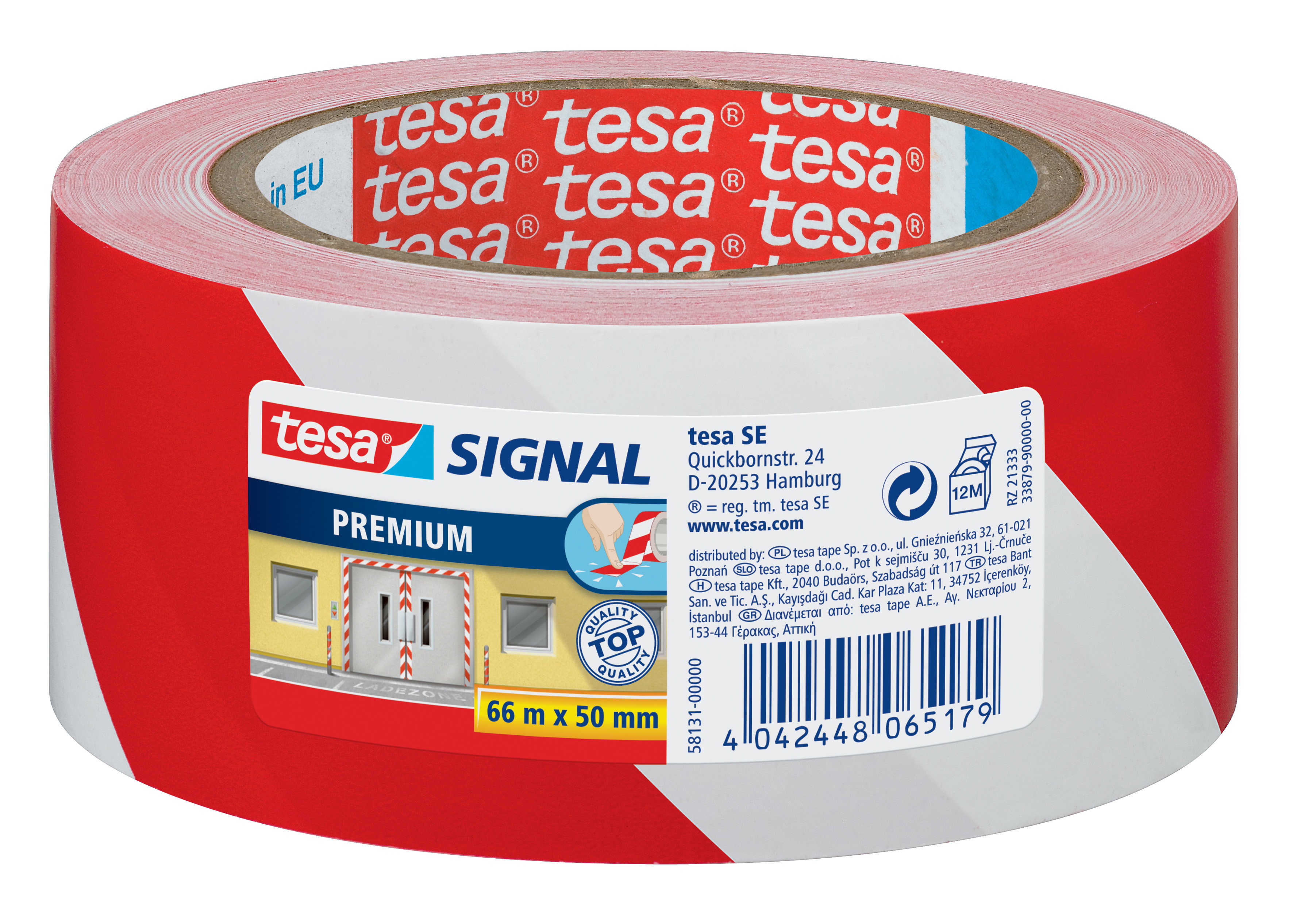 Klebeband Tesa 58131 66mx50mm rot/weiß Signal Markierungs